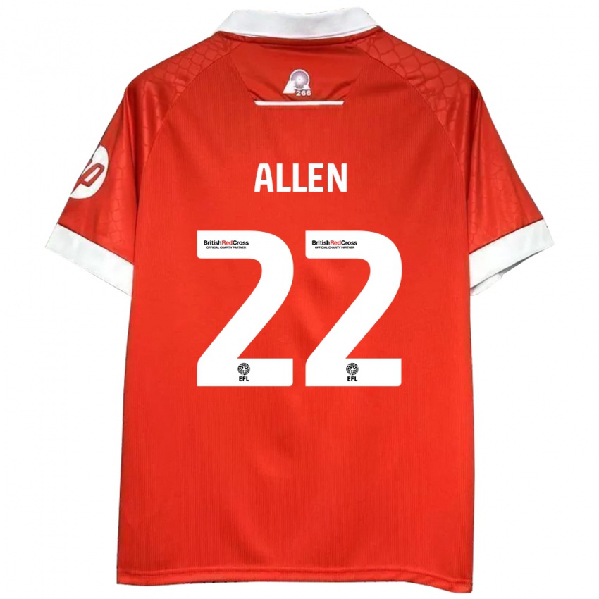 Kinder Keren Allen #22 Rot Weiß Heimtrikot Trikot 2024/25 T-Shirt Österreich