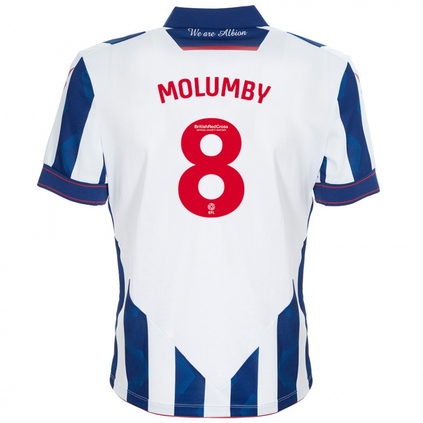 Kinder Jayson Molumby #8 Weiß Dunkelblau Heimtrikot Trikot 2024/25 T-Shirt Österreich