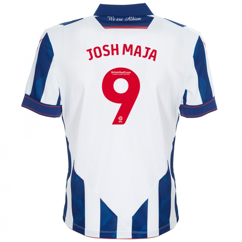 Kinder Josh Maja #9 Weiß Dunkelblau Heimtrikot Trikot 2024/25 T-Shirt Österreich