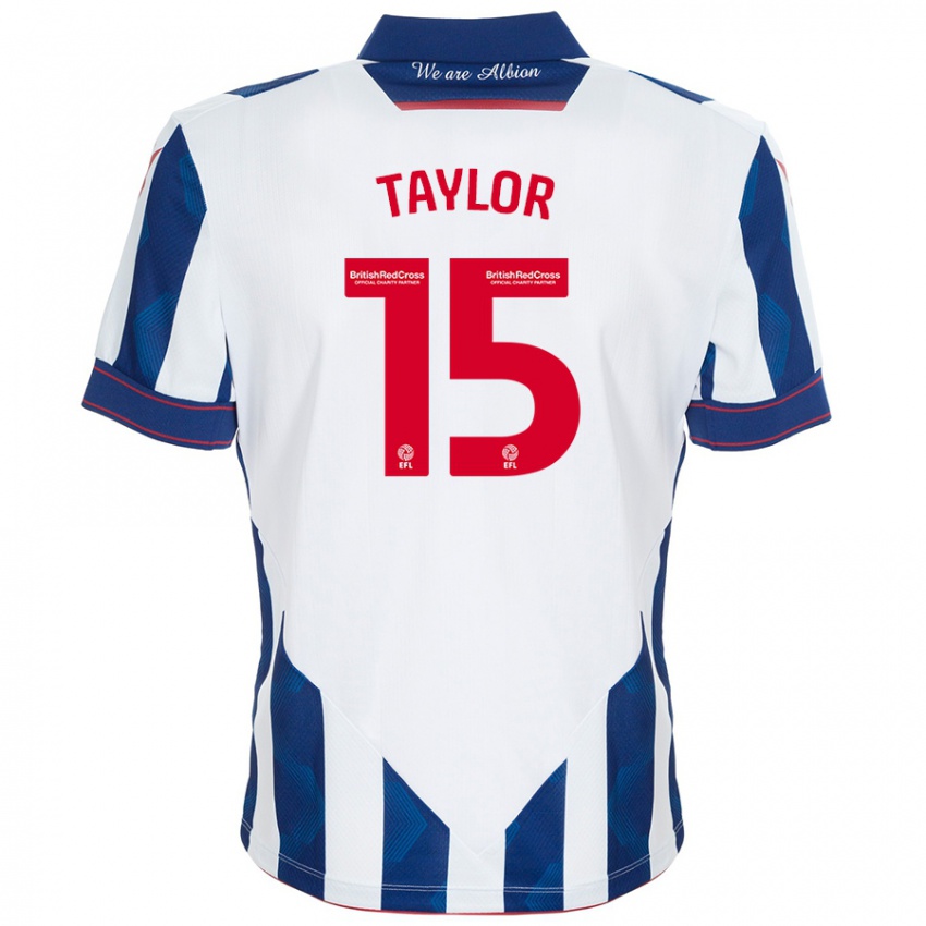 Kinder Caleb Taylor #15 Weiß Dunkelblau Heimtrikot Trikot 2024/25 T-Shirt Österreich