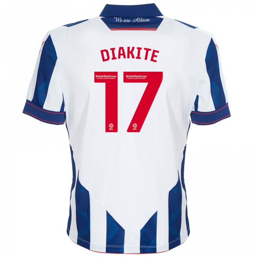 Kinder Ousmane Diakité #17 Weiß Dunkelblau Heimtrikot Trikot 2024/25 T-Shirt Österreich