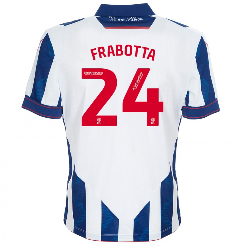 Kinder Gianluca Frabotta #24 Weiß Dunkelblau Heimtrikot Trikot 2024/25 T-Shirt Österreich