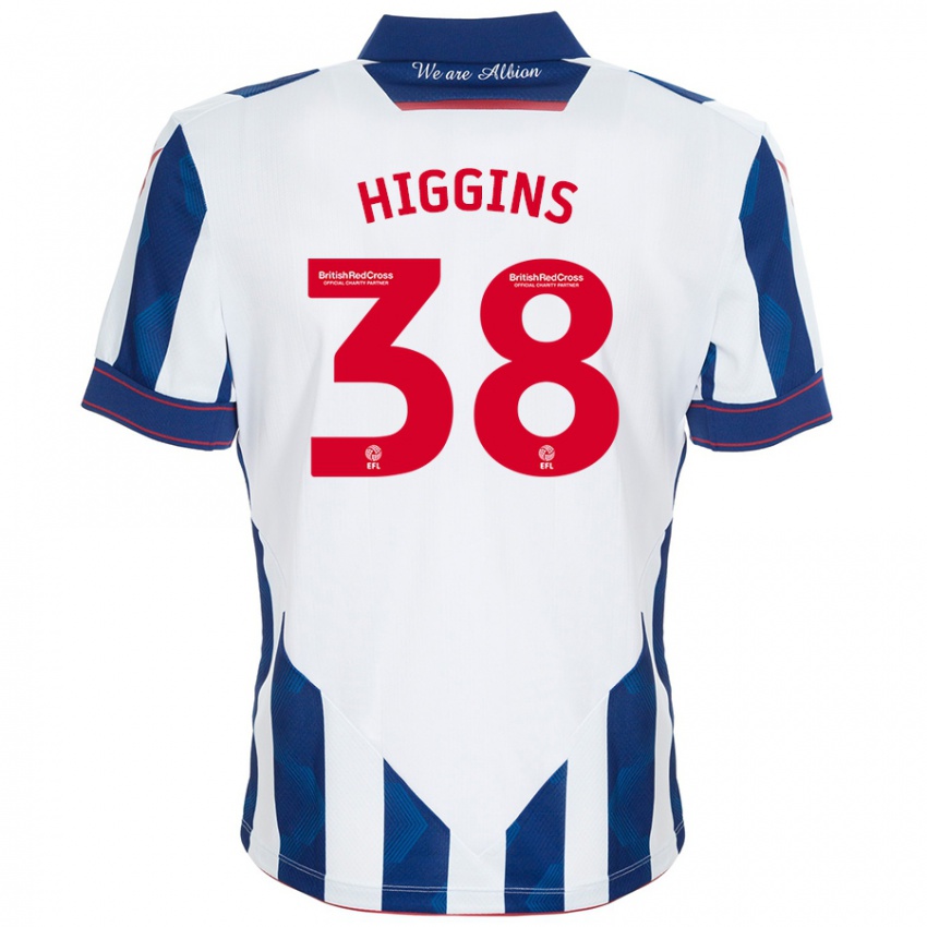 Kinder Akeel Higgins #38 Weiß Dunkelblau Heimtrikot Trikot 2024/25 T-Shirt Österreich