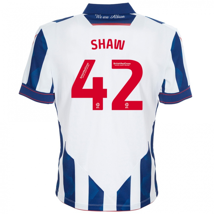 Kinder Josh Shaw #42 Weiß Dunkelblau Heimtrikot Trikot 2024/25 T-Shirt Österreich