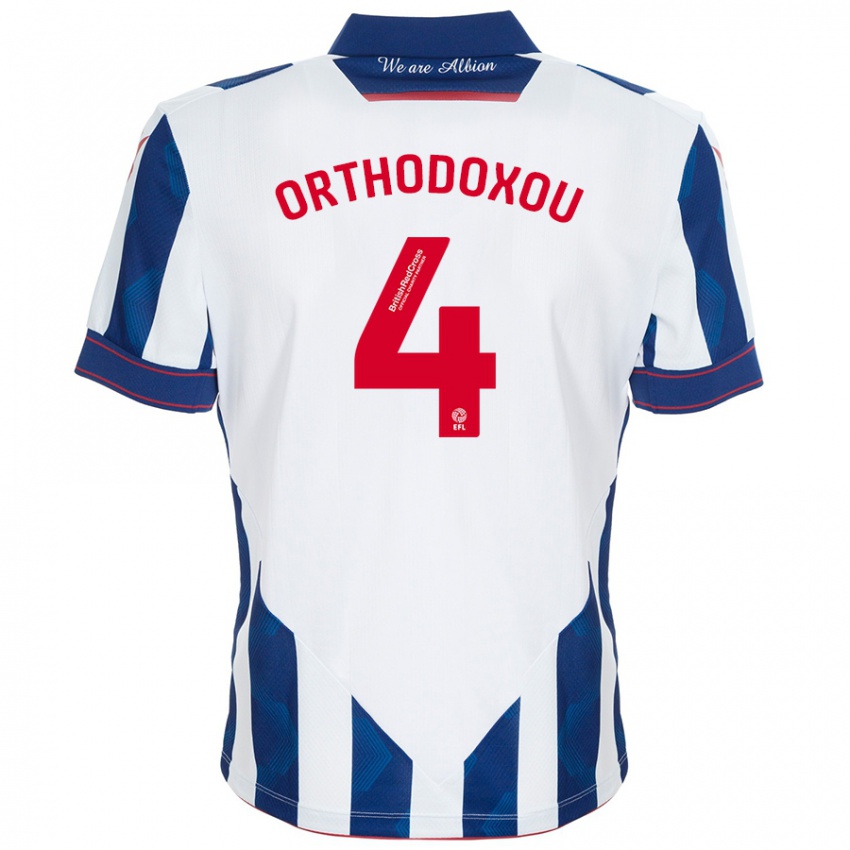 Kinder Francesca Orthodoxou #4 Weiß Dunkelblau Heimtrikot Trikot 2024/25 T-Shirt Österreich