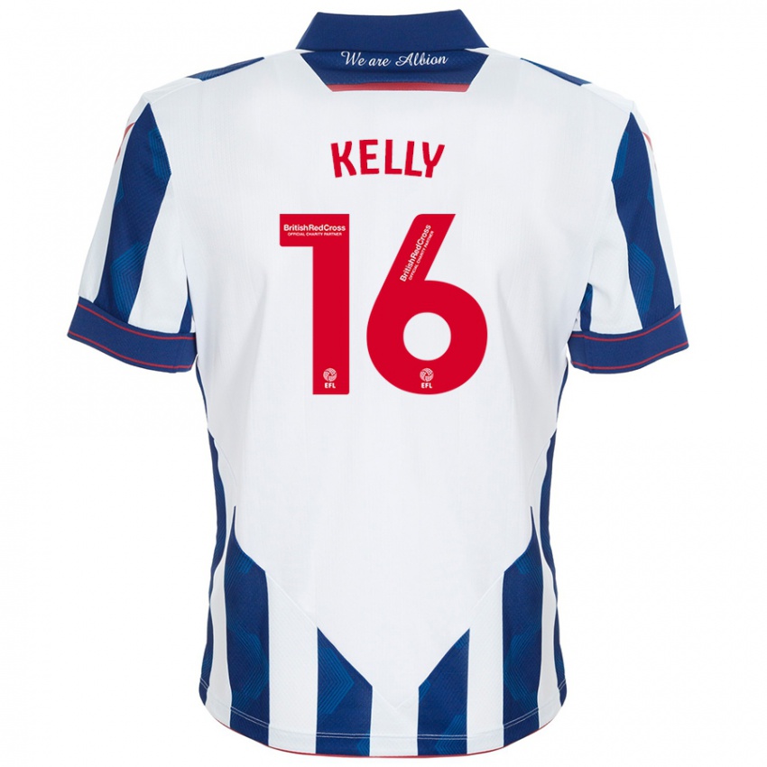 Kinder Martin Kelly #16 Weiß Dunkelblau Heimtrikot Trikot 2024/25 T-Shirt Österreich