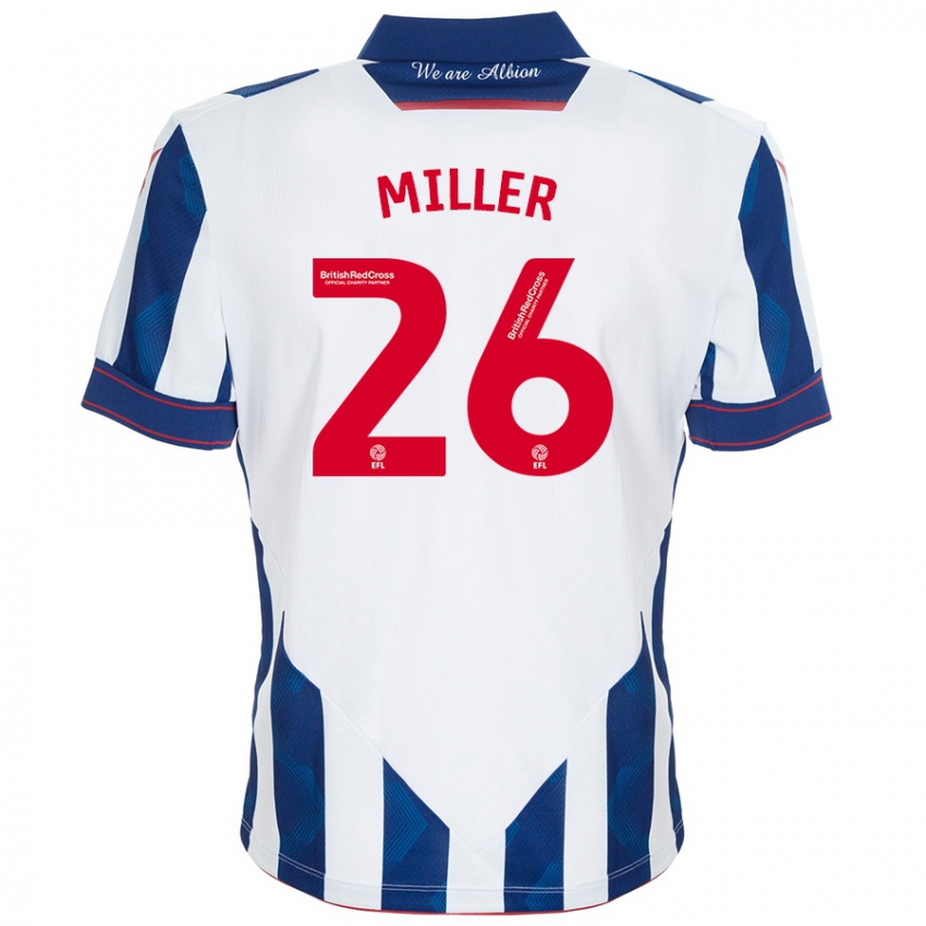 Kinder Nna Miller #26 Weiß Dunkelblau Heimtrikot Trikot 2024/25 T-Shirt Österreich