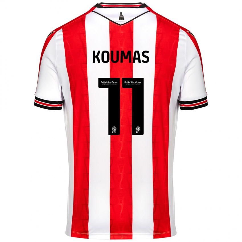 Kinder Lewis Koumas #11 Rot Weiß Heimtrikot Trikot 2024/25 T-Shirt Österreich