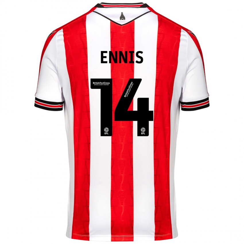 Kinder Niall Ennis #14 Rot Weiß Heimtrikot Trikot 2024/25 T-Shirt Österreich