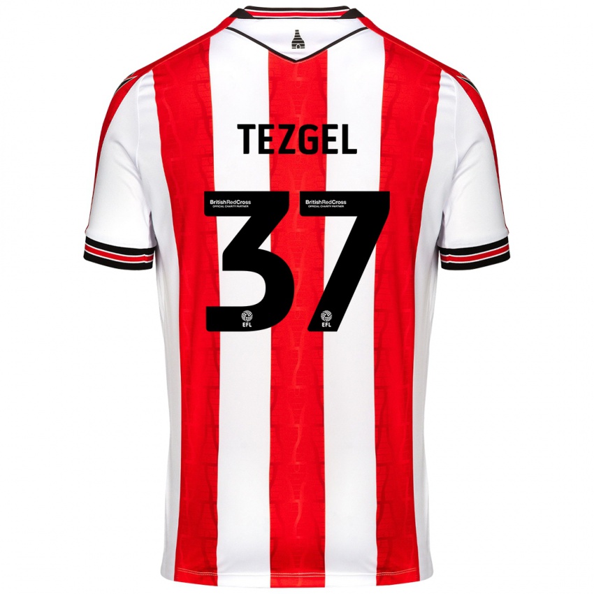 Kinder Emre Tezgel #37 Rot Weiß Heimtrikot Trikot 2024/25 T-Shirt Österreich