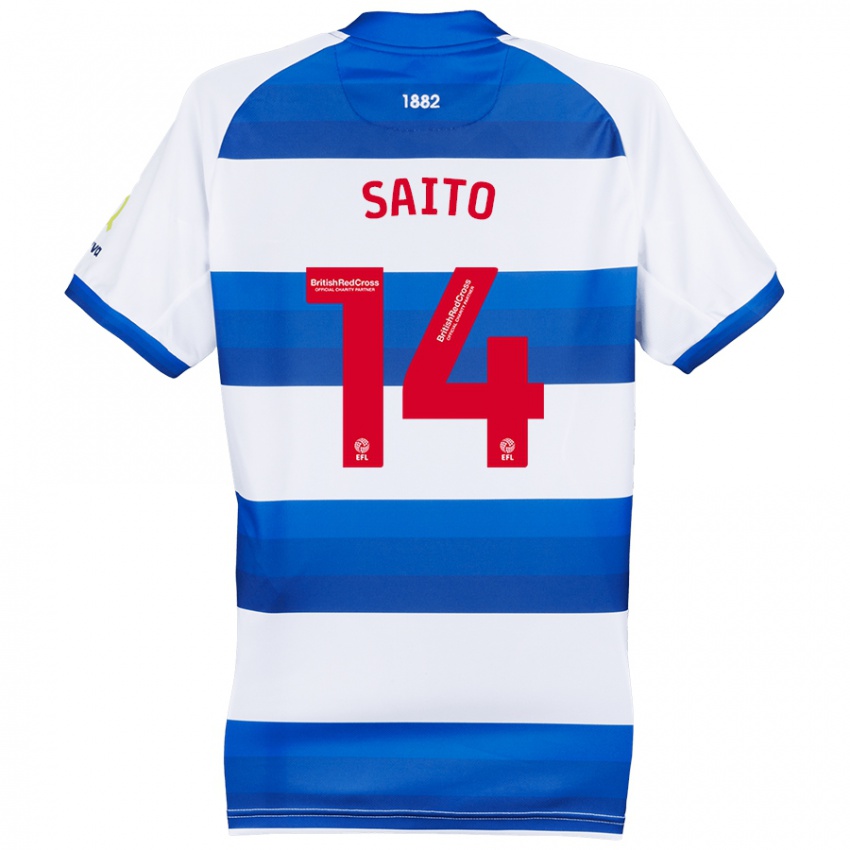 Kinder Koki Saito #14 Weiß Blau Heimtrikot Trikot 2024/25 T-Shirt Österreich