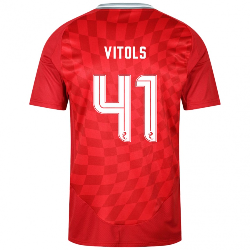 Kinder Rodrigo Vitols #41 Rot Heimtrikot Trikot 2024/25 T-Shirt Österreich