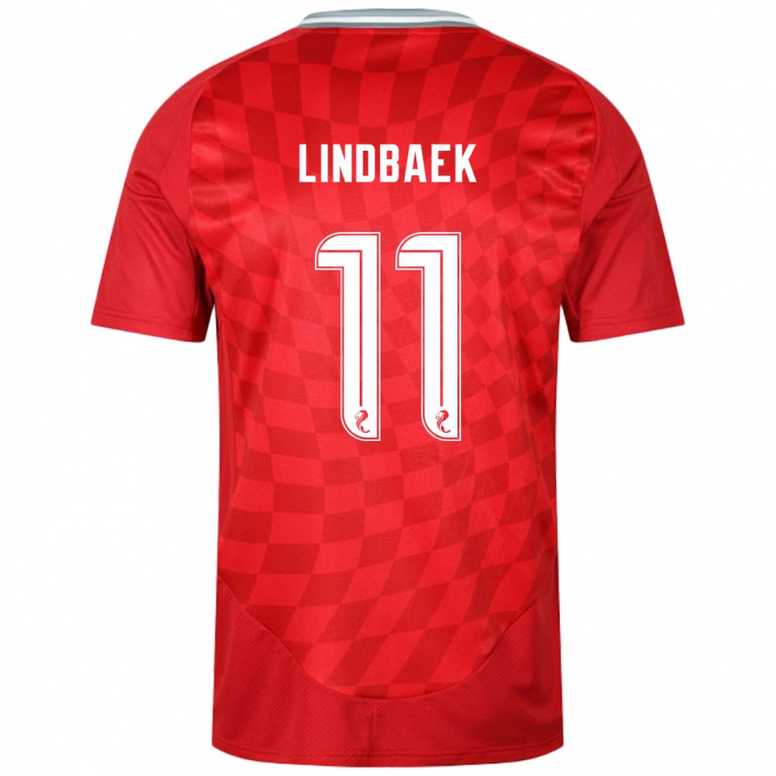 Kinder Adele Lindbaek #11 Rot Heimtrikot Trikot 2024/25 T-Shirt Österreich