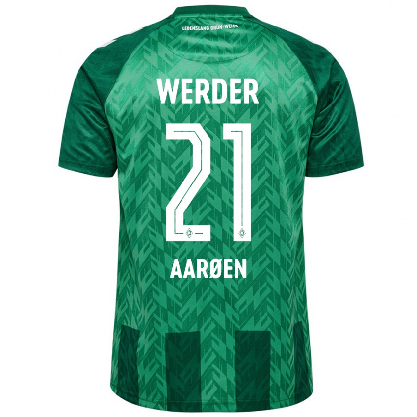 Kinder Isak Hansen-Aaröen #21 Grün Heimtrikot Trikot 2024/25 T-Shirt Österreich