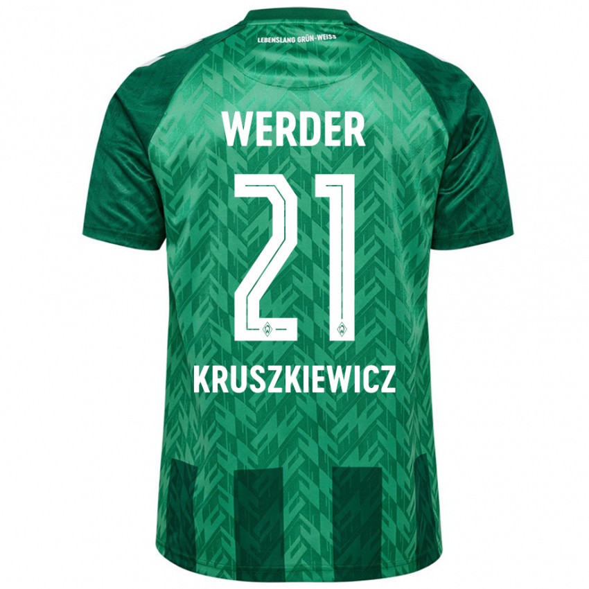 Kinder Jakub Kruszkiewicz #21 Grün Heimtrikot Trikot 2024/25 T-Shirt Österreich