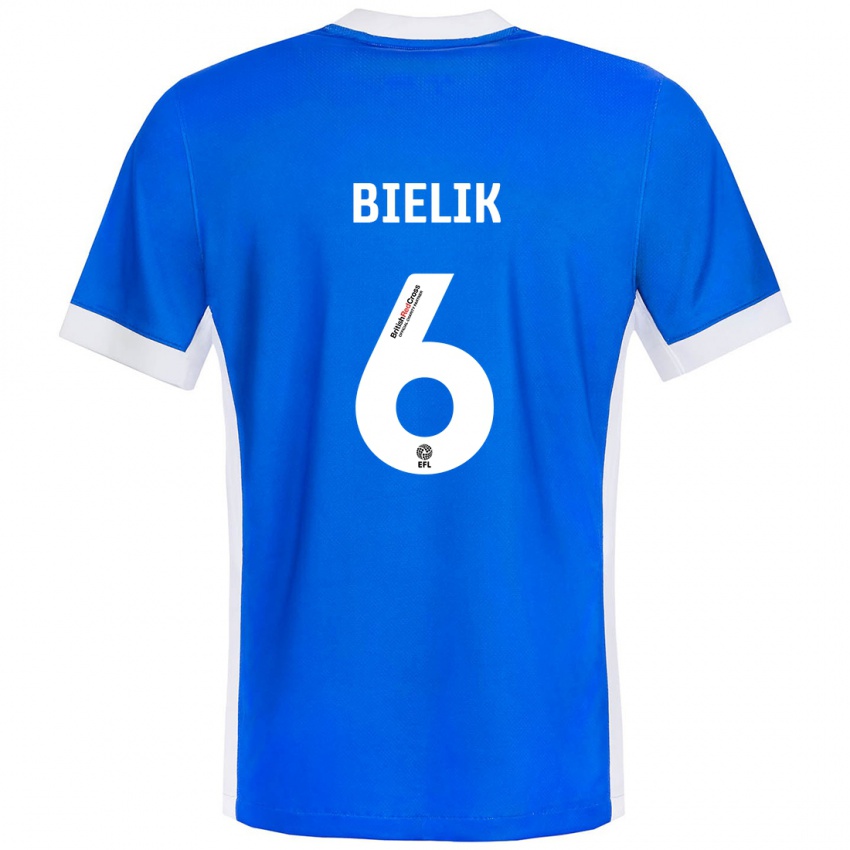 Kinder Krystian Bielik #6 Blau Weiß Heimtrikot Trikot 2024/25 T-Shirt Österreich