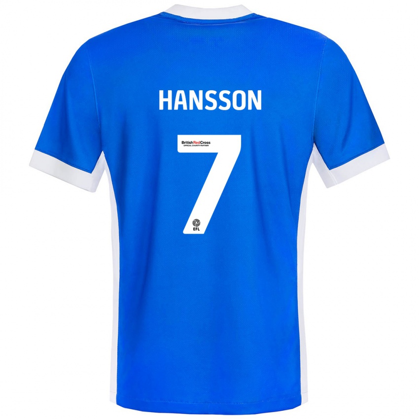 Kinder Emil Hansson #7 Blau Weiß Heimtrikot Trikot 2024/25 T-Shirt Österreich