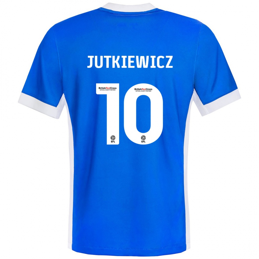 Kinder Lukas Jutkiewicz #10 Blau Weiß Heimtrikot Trikot 2024/25 T-Shirt Österreich