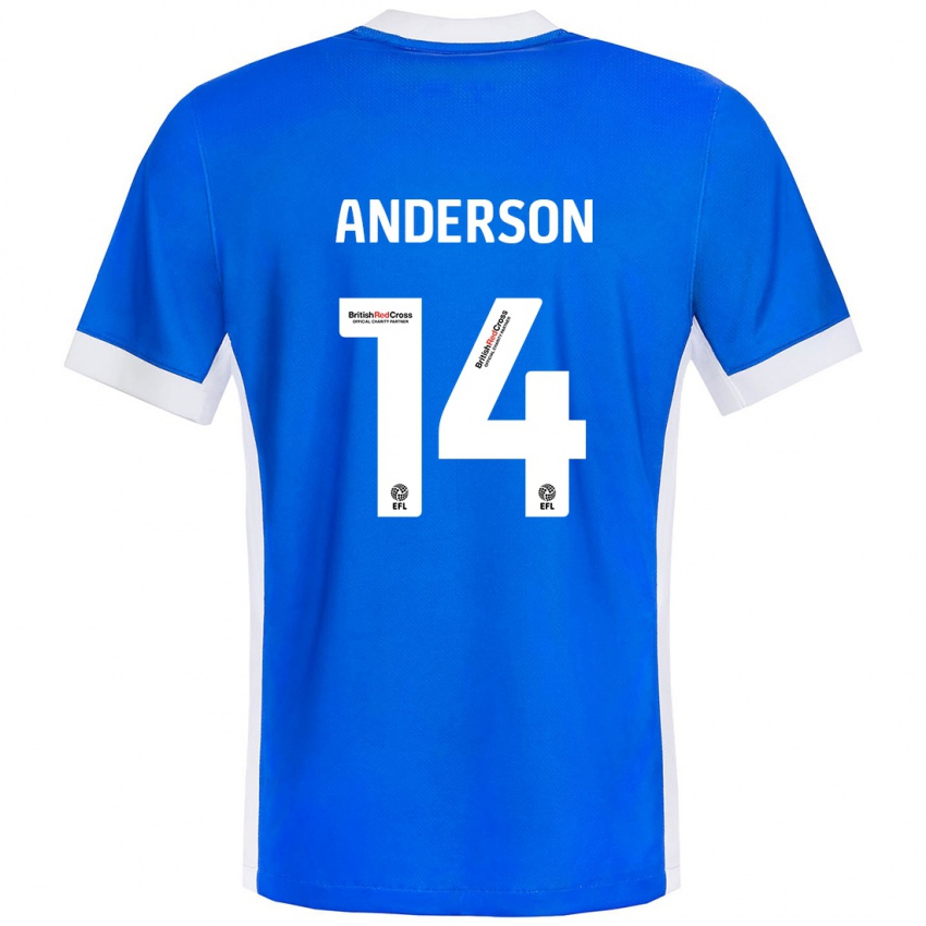 Kinder Keshi Anderson #14 Blau Weiß Heimtrikot Trikot 2024/25 T-Shirt Österreich