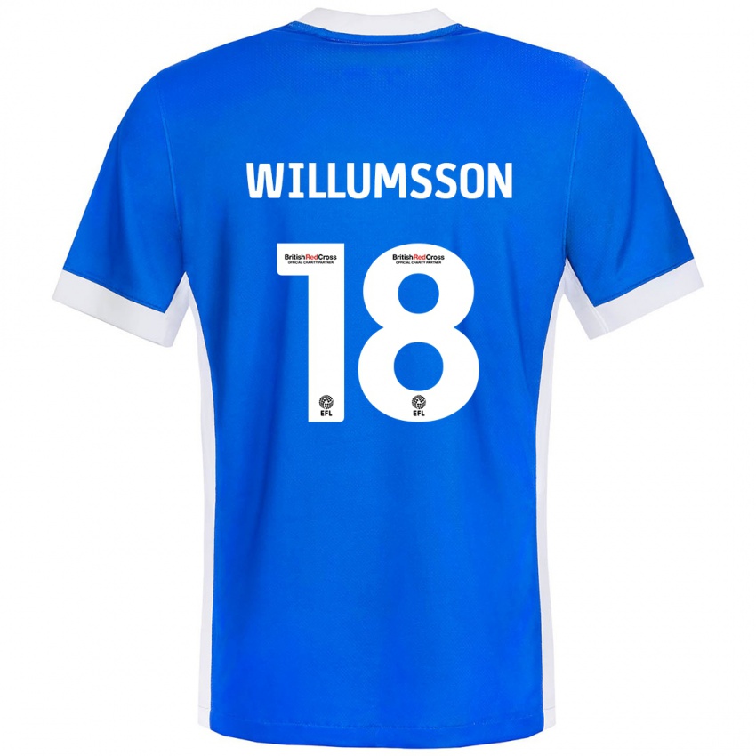 Kinder Willum Thór Willumsson #18 Blau Weiß Heimtrikot Trikot 2024/25 T-Shirt Österreich