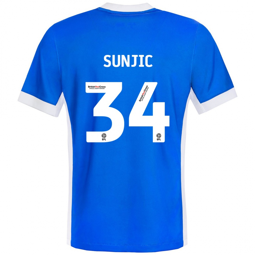 Kinder Ivan Sunjic #34 Blau Weiß Heimtrikot Trikot 2024/25 T-Shirt Österreich