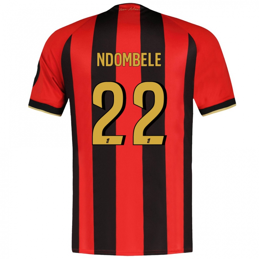 Kinder Tanguy Ndombele #22 Rot Schwarz Heimtrikot Trikot 2024/25 T-Shirt Österreich