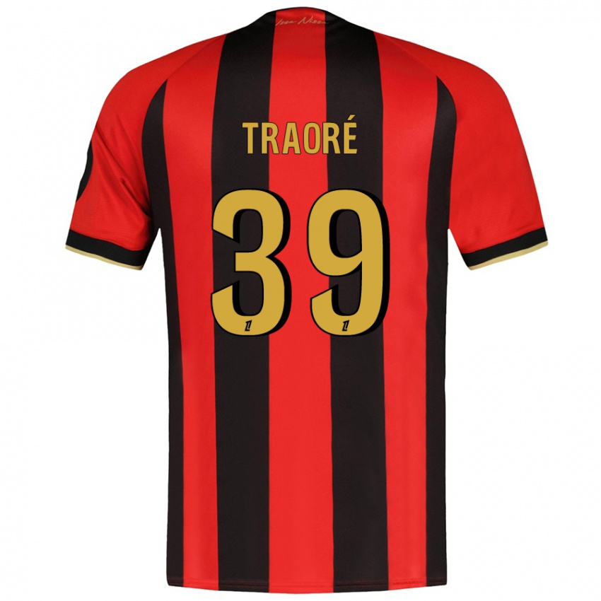 Kinder Daouda Traoré #39 Rot Schwarz Heimtrikot Trikot 2024/25 T-Shirt Österreich