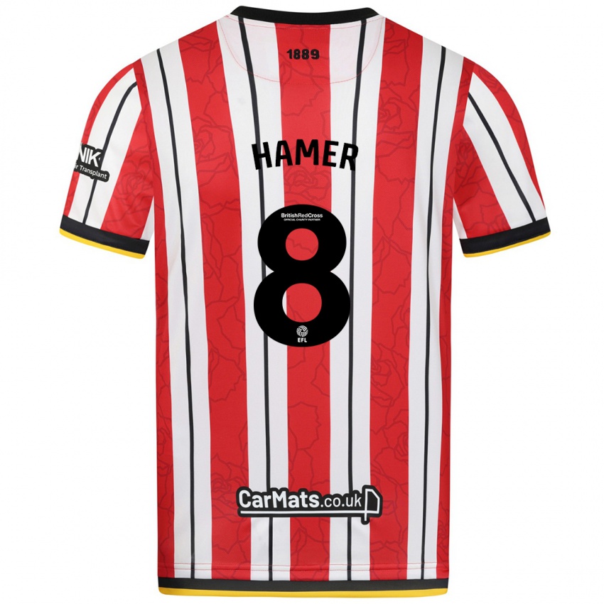 Kinder Gustavo Hamer #8 Rot Weiße Streifen Heimtrikot Trikot 2024/25 T-Shirt Österreich