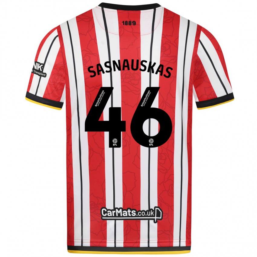 Kinder Dovydas Sasnauskas #46 Rot Weiße Streifen Heimtrikot Trikot 2024/25 T-Shirt Österreich