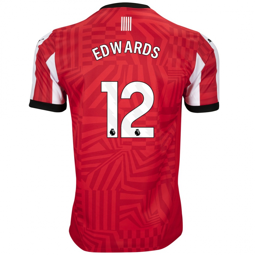 Kinder Ronnie Edwards #12 Rot Weiß Heimtrikot Trikot 2024/25 T-Shirt Österreich