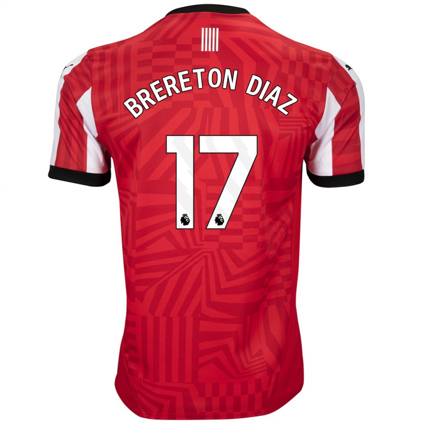 Kinder Ben Brereton Díaz #17 Rot Weiß Heimtrikot Trikot 2024/25 T-Shirt Österreich