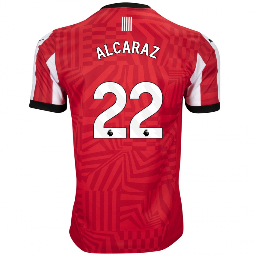 Kinder Carlos Alcaraz #22 Rot Weiß Heimtrikot Trikot 2024/25 T-Shirt Österreich