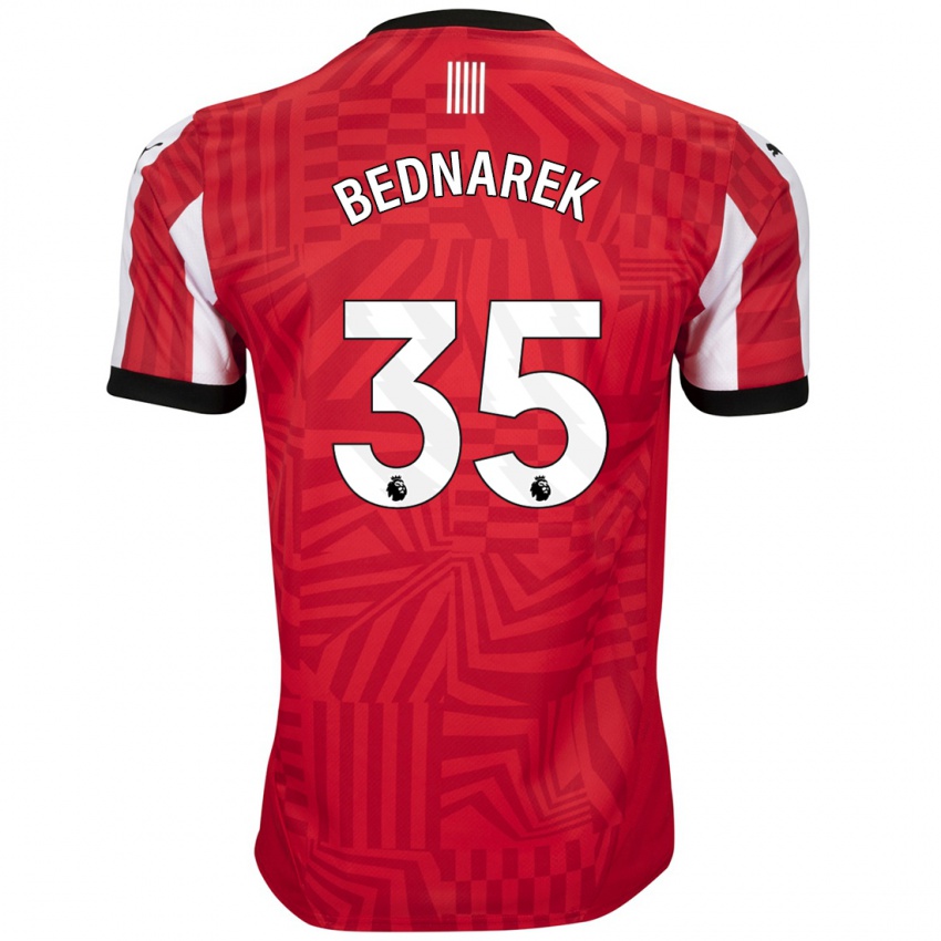 Kinder Jan Bednarek #35 Rot Weiß Heimtrikot Trikot 2024/25 T-Shirt Österreich