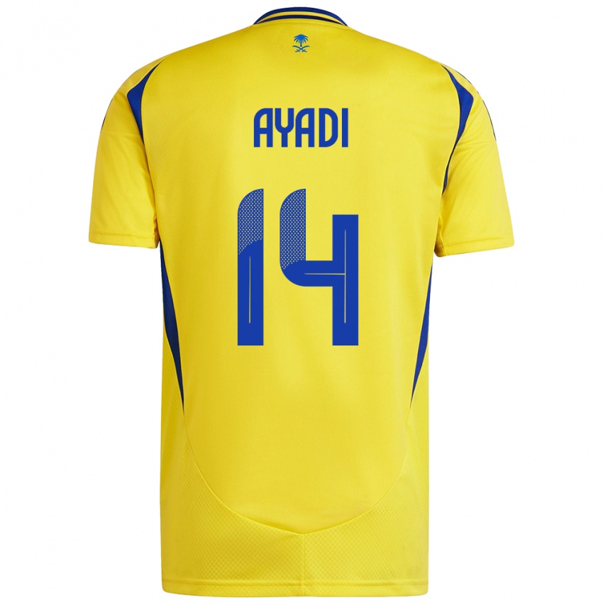 Kinder Ghada Ayadi #14 Gelb Blau Heimtrikot Trikot 2024/25 T-Shirt Österreich