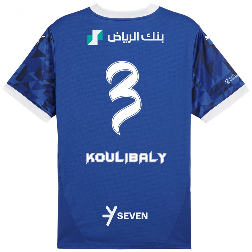 Kinder Kalidou Koulibaly #3 Dunkelblau Weiß Heimtrikot Trikot 2024/25 T-Shirt Österreich