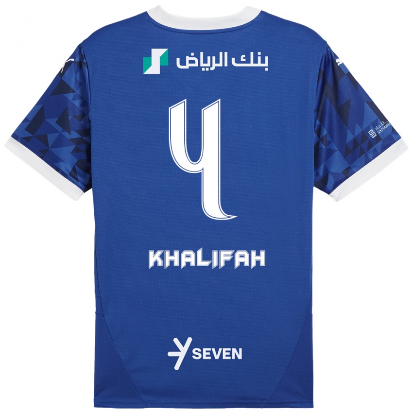 Kinder Khalifah Al-Dawsari #4 Dunkelblau Weiß Heimtrikot Trikot 2024/25 T-Shirt Österreich