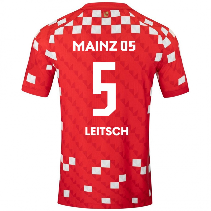 Kinder Maxim Leitsch #5 Weiß Rot Heimtrikot Trikot 2024/25 T-Shirt Österreich