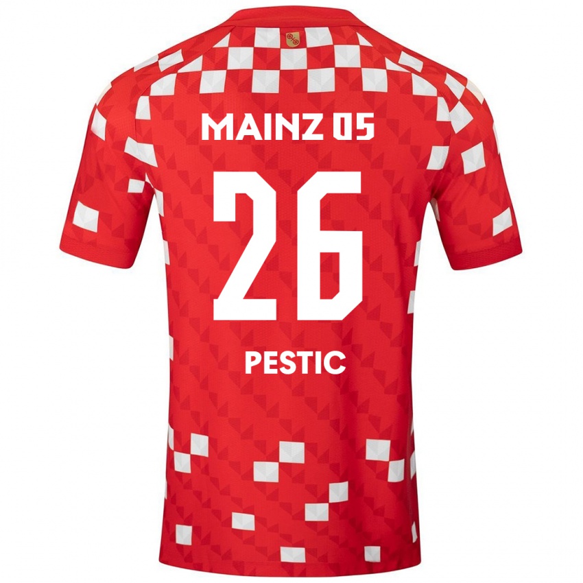 Kinder Dominik Pestic #26 Weiß Rot Heimtrikot Trikot 2024/25 T-Shirt Österreich