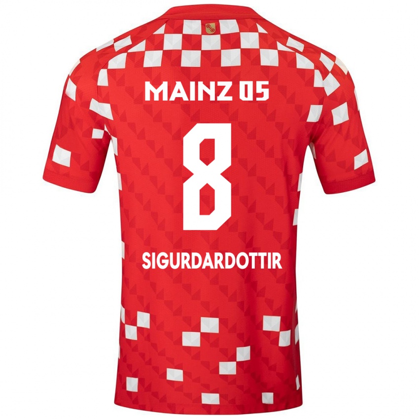 Kinder Heiðrún Sigurðardóttir #8 Weiß Rot Heimtrikot Trikot 2024/25 T-Shirt Österreich