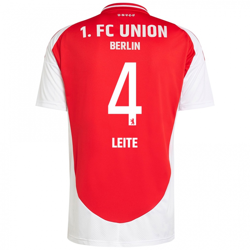 Kinder Diogo Leite #4 Rot Weiß Heimtrikot Trikot 2024/25 T-Shirt Österreich