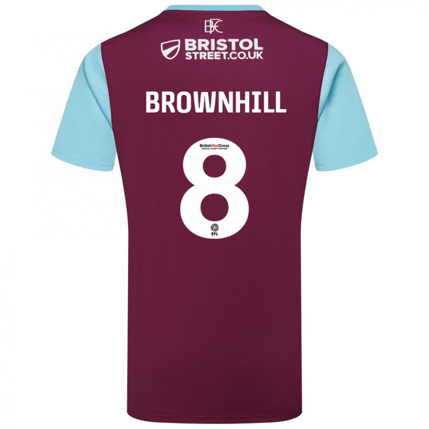 Kinder Josh Brownhill #8 Burgunderrot Himmelblau Heimtrikot Trikot 2024/25 T-Shirt Österreich