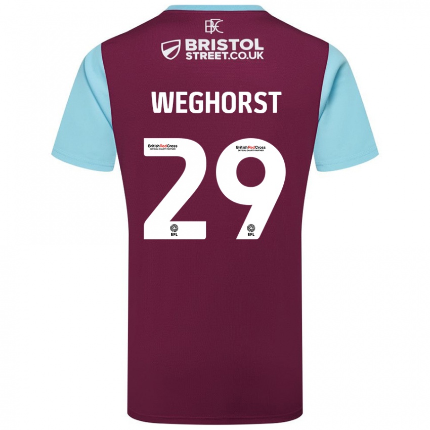 Kinder Wout Weghorst #29 Burgunderrot Himmelblau Heimtrikot Trikot 2024/25 T-Shirt Österreich