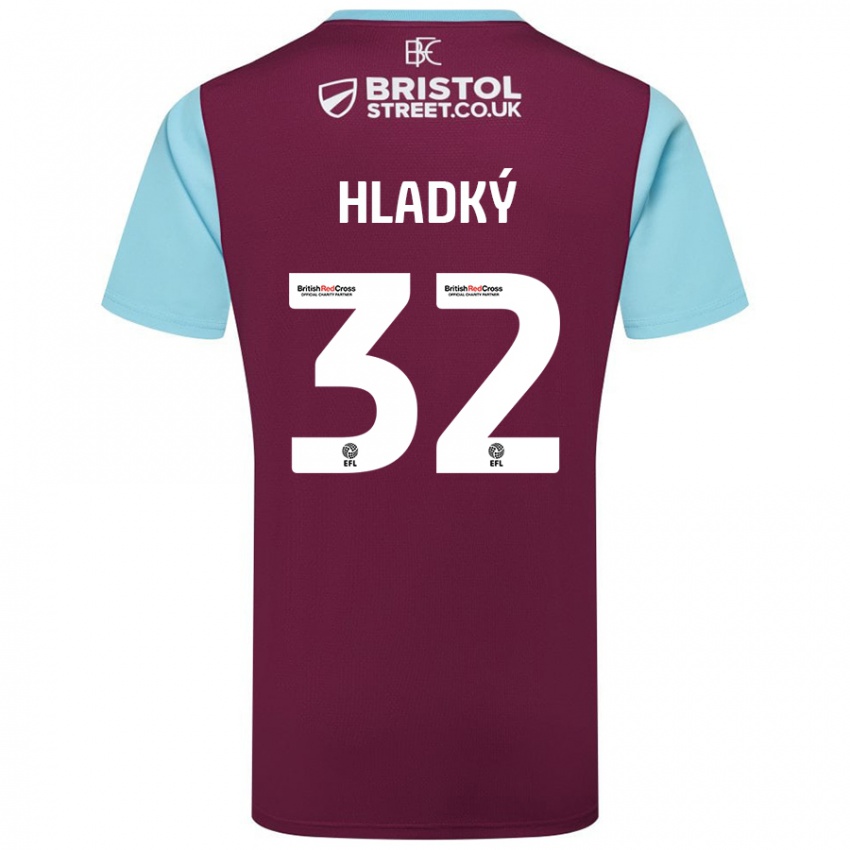 Kinder Vaclav Hladky #32 Burgunderrot Himmelblau Heimtrikot Trikot 2024/25 T-Shirt Österreich