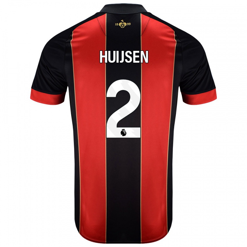 Kinder Dean Huijsen #2 Rot Schwarz Heimtrikot Trikot 2024/25 T-Shirt Österreich