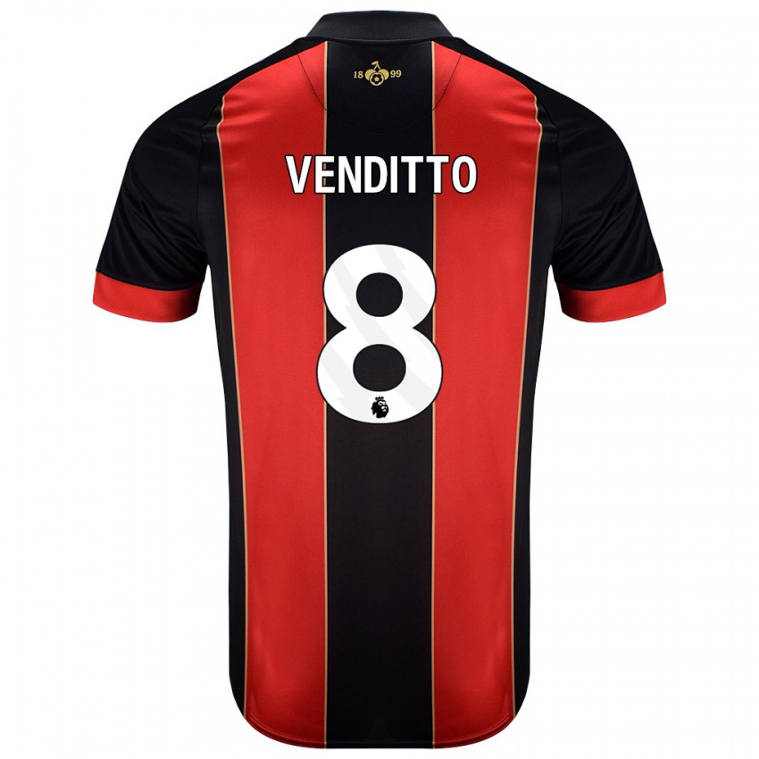 Kinder Olivia Venditto #8 Rot Schwarz Heimtrikot Trikot 2024/25 T-Shirt Österreich