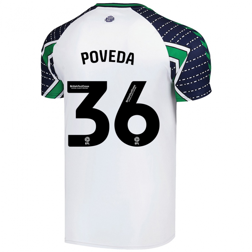 Kinder Ian Poveda #36 Weiß Auswärtstrikot Trikot 2024/25 T-Shirt Österreich