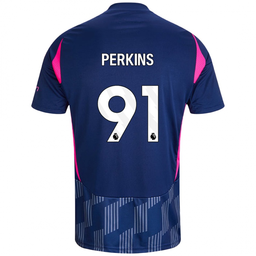 Kinder Jack Perkins #91 Königsblau Rosa Auswärtstrikot Trikot 2024/25 T-Shirt Österreich