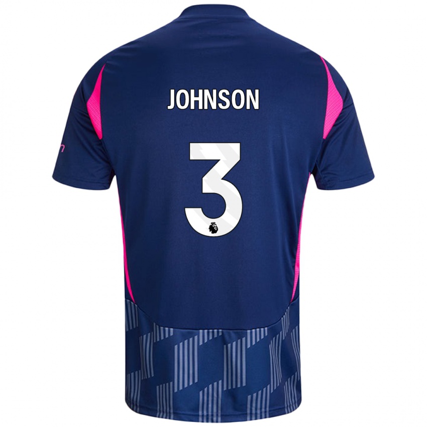 Kinder Nat Johnson #3 Königsblau Rosa Auswärtstrikot Trikot 2024/25 T-Shirt Österreich