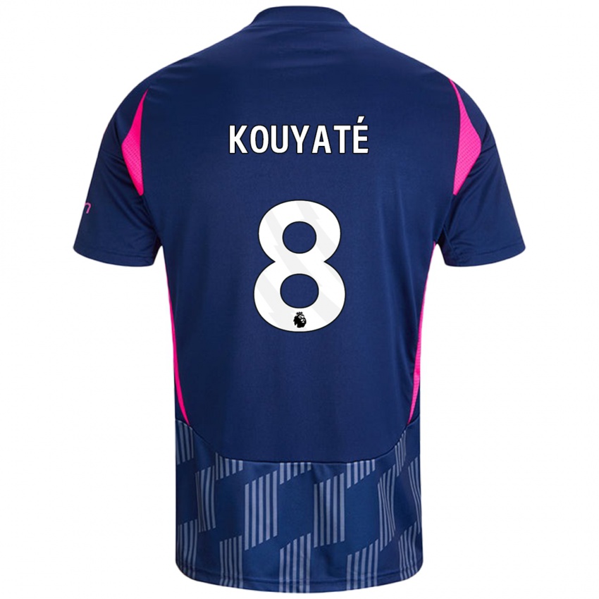 Kinder Cheikhou Kouyaté #8 Königsblau Rosa Auswärtstrikot Trikot 2024/25 T-Shirt Österreich