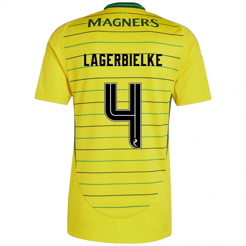 Kinder Gustaf Lagerbielke #4 Gelb Auswärtstrikot Trikot 2024/25 T-Shirt Österreich